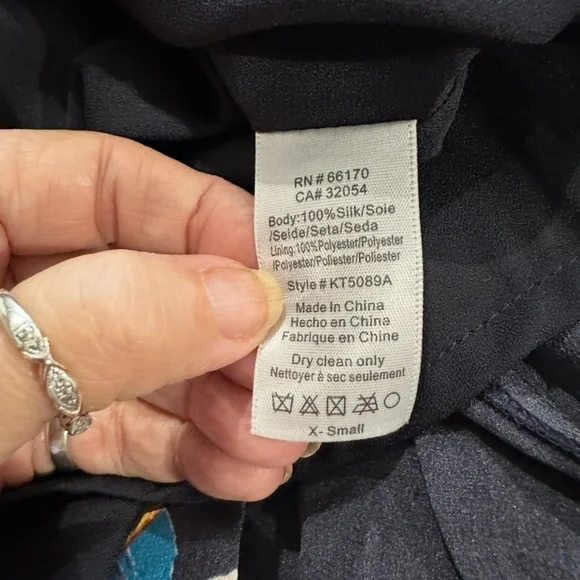 Anthropologie Maeve Blue Tallie Open  Shoulder Silk Blouse xs - Picture 8 of 9